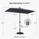 PURPLE LEAF Porch Table Umbrella with Crank and Tilt, Market Patio Umbrella