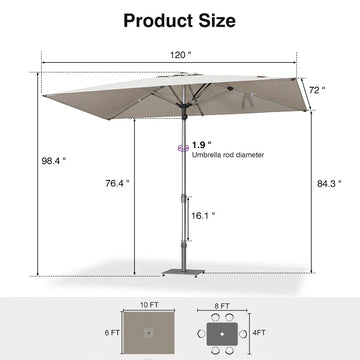 are patio table umbrellas a standard diameter Semi-Auto Patio Table Umbrellas