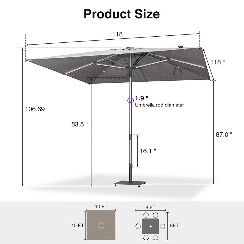 PURPLE LEAF 2/4/6 Set Semi-Auto Patio Table Umbrellas with Base for Outdoor Commercial