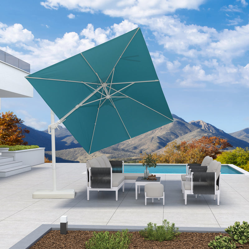 PURPLE LEAF Best White Patio Rotating Umbrella Swivel Outdoor Umbrellas