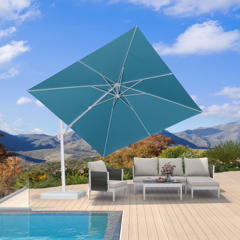 PURPLE LEAF Best White Patio Rotating Umbrella Swivel Outdoor Umbrellas