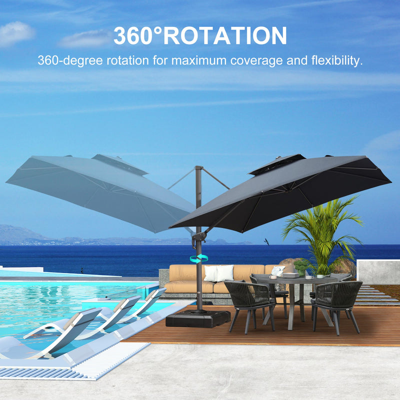 PURPLE LEAF UV50+ Fade Resistant Patio Cantilever Umbrella with Recycled Fabric