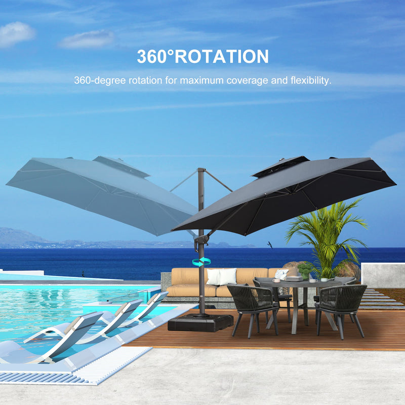 PURPLE LEAF UV50+ Fade Resistant Cantilever Umbrella, Patio Umbrellas with Base