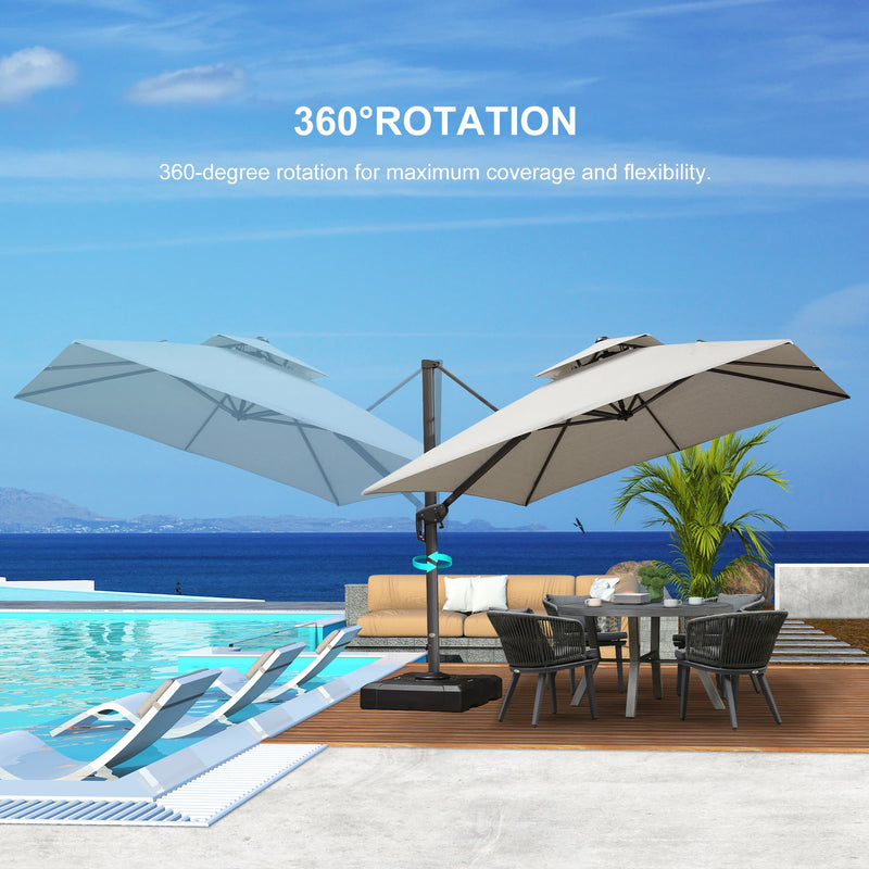 PURPLE LEAF UV50+ Fade Resistant Cantilever Umbrella, Patio Umbrellas with Base