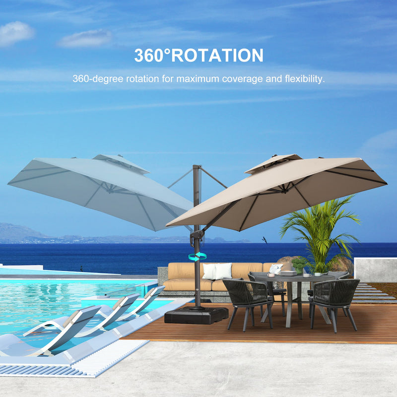 PURPLE LEAF UV50+ Fade Resistant Cantilever Umbrella, Patio Umbrellas with Base