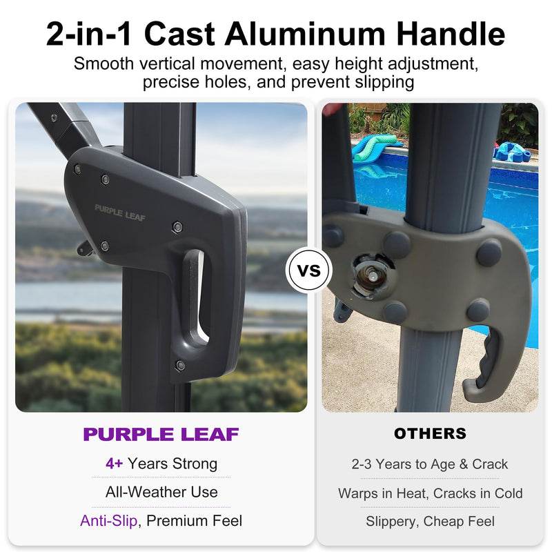 PURPLE LEAF UV50+ Fade Resistant Patio Cantilever Umbrella with Recycled Fabric