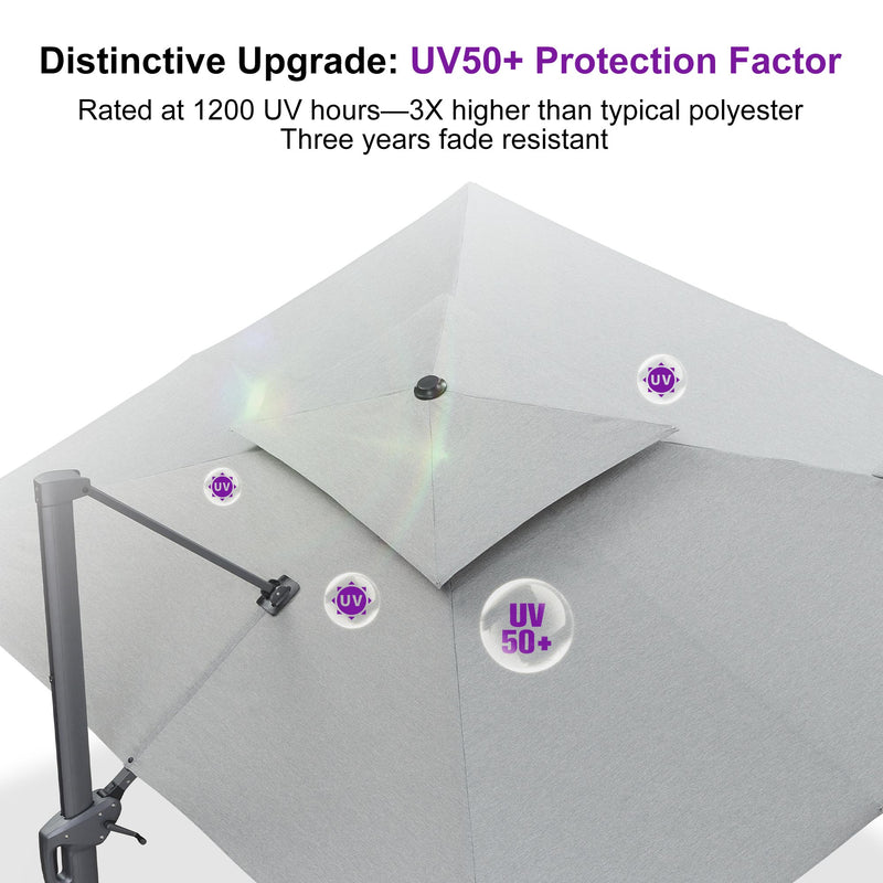 PURPLE LEAF UV50+ Fade Resistant Patio Cantilever Umbrella with Recycled Fabric