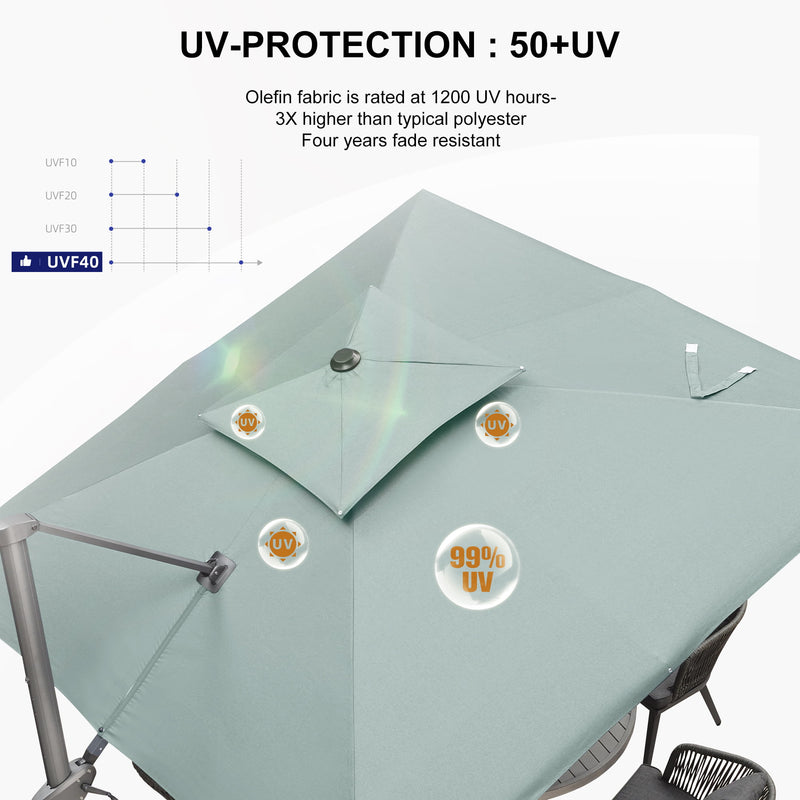 PURPLE LEAF UV50+ Fade Resistant Cantilever Umbrella, Patio Umbrellas with Base