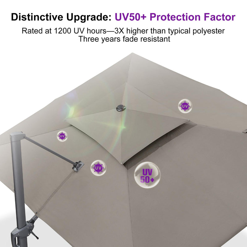 PURPLE LEAF UV50+ Fade Resistant Patio Cantilever Umbrella with Recycled Fabric
