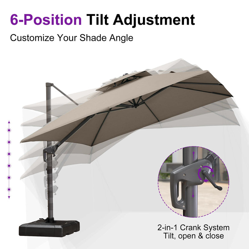 PURPLE LEAF UV50+ Fade Resistant Patio Cantilever Umbrella with Recycled Fabric