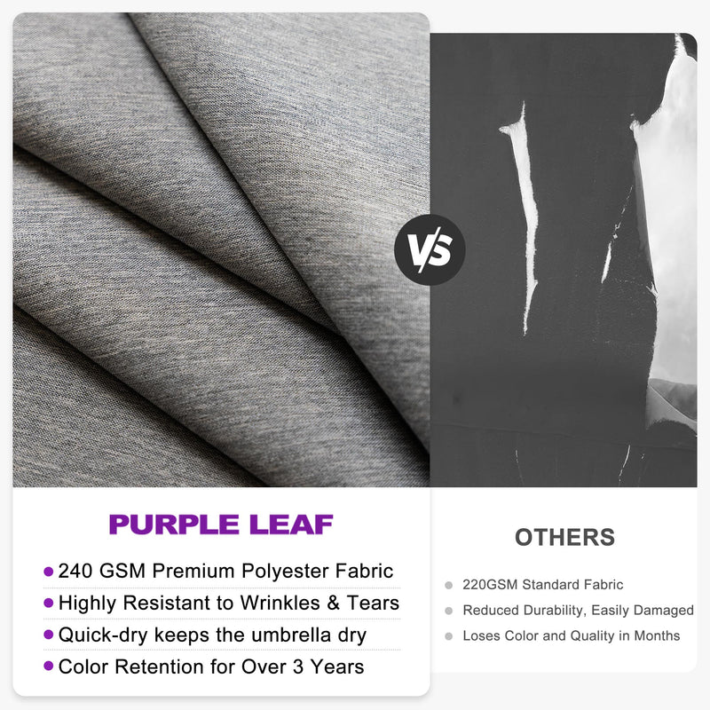 PURPLE LEAF UV50+ Fade Resistant Patio Cantilever Umbrella with Recycled Fabric