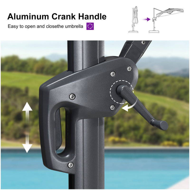 PURPLE LEAF UV Resistant Left-right Tilting Patio Umbrella Swivel Outdoor Umbrella
