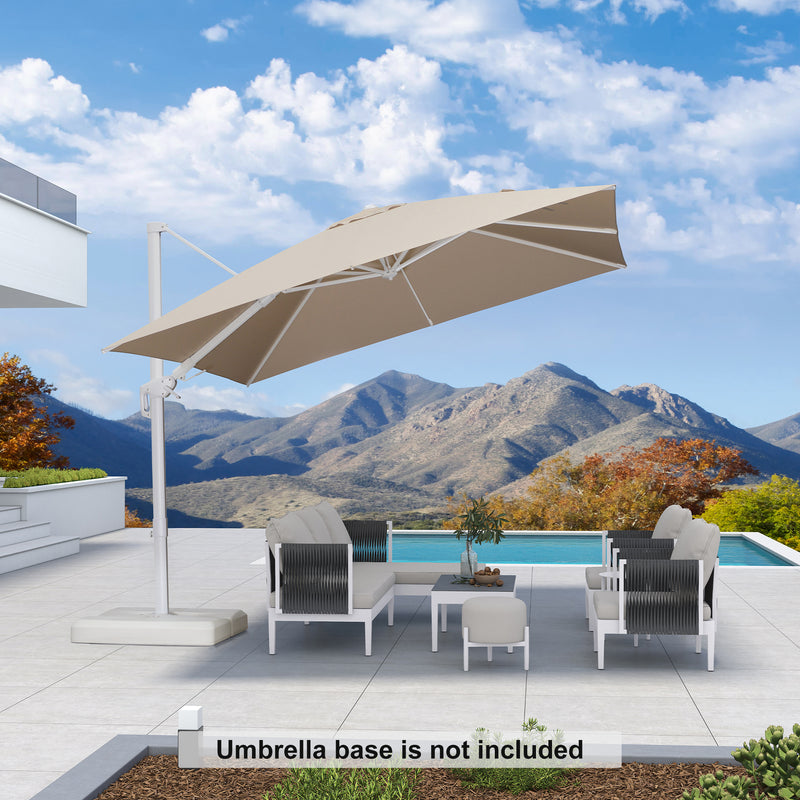 PURPLE LEAF Best White Patio Rotating Umbrella Swivel Outdoor Umbrellas