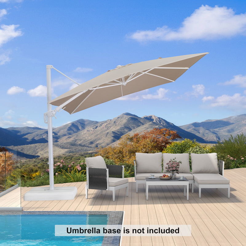 PURPLE LEAF Best White Patio Rotating Umbrella Swivel Outdoor Umbrellas