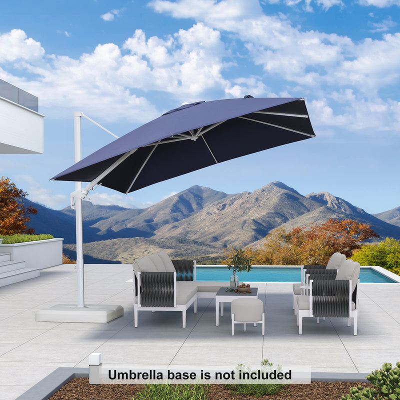 PURPLE LEAF Best White Patio Rotating Umbrella Swivel Outdoor Umbrellas