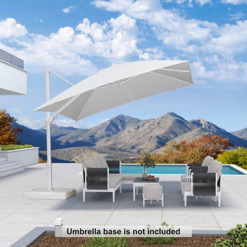 best patio umbrella cantilever with rotation Deconk 9' X 12' LED Lights Outdoor Umbrellas Relax outside Modern White Outdoor Patio Tilt