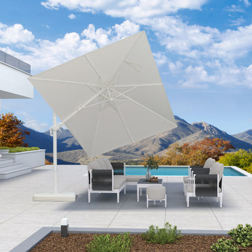 Modern White Outdoor Patio Tilt Umbrella