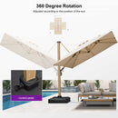 PURPLE LEAF Wood Grain Patio Umbrella with Base, Large Cantilever Umbrella for Garden