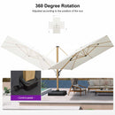PURPLE LEAF Wood Grain Patio Umbrella with Base, Large Cantilever Umbrella for Garden