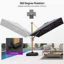 PURPLE LEAF Wood Grain Patio Umbrella with Base, Large Cantilever Umbrella for Garden