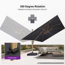 PURPLE LEAF Wood Grain Patio Umbrella with Base, Large Cantilever Umbrella for Garden