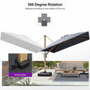 PURPLE LEAF Wood Grain Patio Umbrella with Base, Large Cantilever Umbrella for Garden
