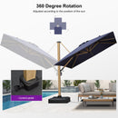 PURPLE LEAF Wood Grain Patio Umbrella with Base, Large Cantilever Umbrella for Garden