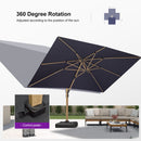PURPLE LEAF Wood Grain Patio Umbrella with Base, Large Cantilever Umbrella for Garden