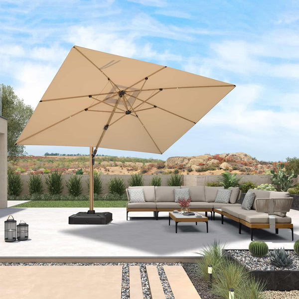 8 ft. steel cantilever patio umbrella in riverbed brown LAUSAINT HOME 12FT Deluxe Cantilever Umbrella with Base Included Heavy Duty Outdoor Umbrellas Garden, Backyard Please Note 8 ft. - Cantilever Umbrellas