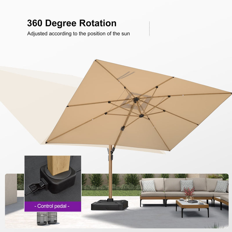 PURPLE LEAF Wood Grain Cantilever Patio Umbrella Aluminum Outdoor Umbrellas