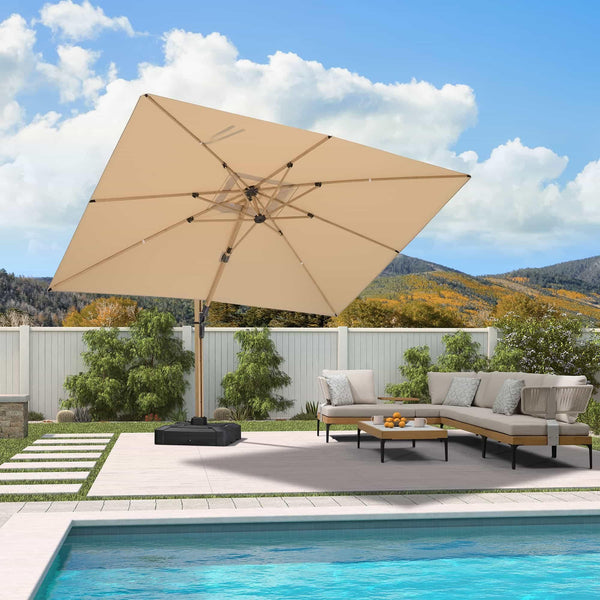 Wood Grain Cantilever Patio Umbrellas