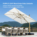 PURPLE LEAF Wood Grain Cantilever Patio Umbrella Aluminum Outdoor Umbrellas