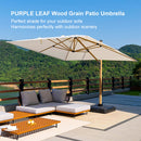 PURPLE LEAF Wood Grain Cantilever Patio Umbrella Aluminum Outdoor Umbrellas
