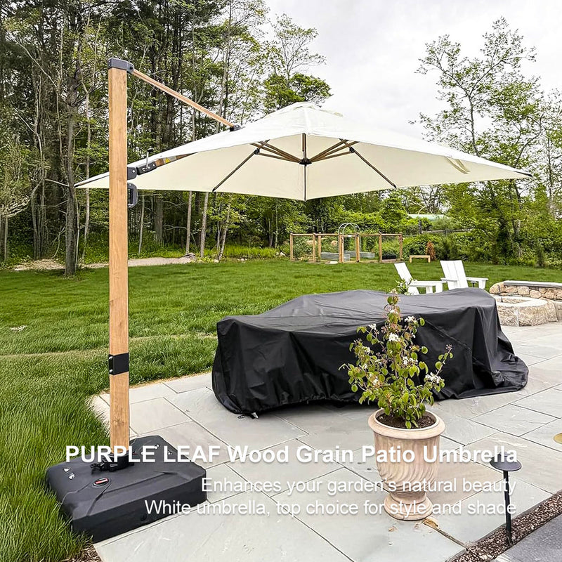 PURPLE LEAF Wood Grain Cantilever Patio Umbrella Aluminum Outdoor Umbrellas