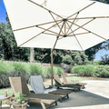 Clearance - PURPLE LEAF OPEN BOX Wood Grain Cantilever Patio Umbrella Aluminum Outdoor Umbrellas