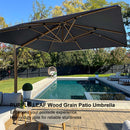PURPLE LEAF Wood Grain Cantilever Patio Umbrella Aluminum Outdoor Umbrellas