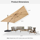 PURPLE LEAF Wood Grain Patio Umbrella with Base, Large Cantilever Umbrella for Garden