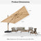 PURPLE LEAF Wood Grain Patio Umbrella with Base, Large Cantilever Umbrella for Garden
