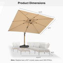 PURPLE LEAF Wood Grain Patio Umbrella with Base, Large Cantilever Umbrella for Garden
