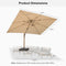 PURPLE LEAF Wood Grain Patio Umbrella with Base, Large Cantilever Umbrella for Garden