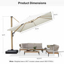 PURPLE LEAF Wood Grain Patio Umbrella with Base, Large Cantilever Umbrella for Garden
