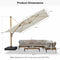 PURPLE LEAF Wood Grain Patio Umbrella with Base, Large Cantilever Umbrella for Garden
