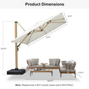 PURPLE LEAF Wood Grain Patio Umbrella with Base, Large Cantilever Umbrella for Garden