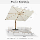 PURPLE LEAF Wood Grain Patio Umbrella with Base, Large Cantilever Umbrella for Garden