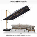 PURPLE LEAF Wood Grain Patio Umbrella with Base, Large Cantilever Umbrella for Garden