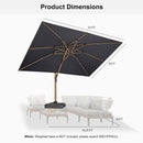 PURPLE LEAF Wood Grain Patio Umbrella with Base, Large Cantilever Umbrella for Garden