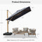 PURPLE LEAF Wood Grain Patio Umbrella with Base, Large Cantilever Umbrella for Garden