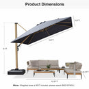 PURPLE LEAF Wood Grain Patio Umbrella with Base, Large Cantilever Umbrella for Garden