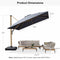 PURPLE LEAF Wood Grain Patio Umbrella with Base, Large Cantilever Umbrella for Garden