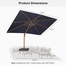 PURPLE LEAF Wood Grain Patio Umbrella with Base, Large Cantilever Umbrella for Garden